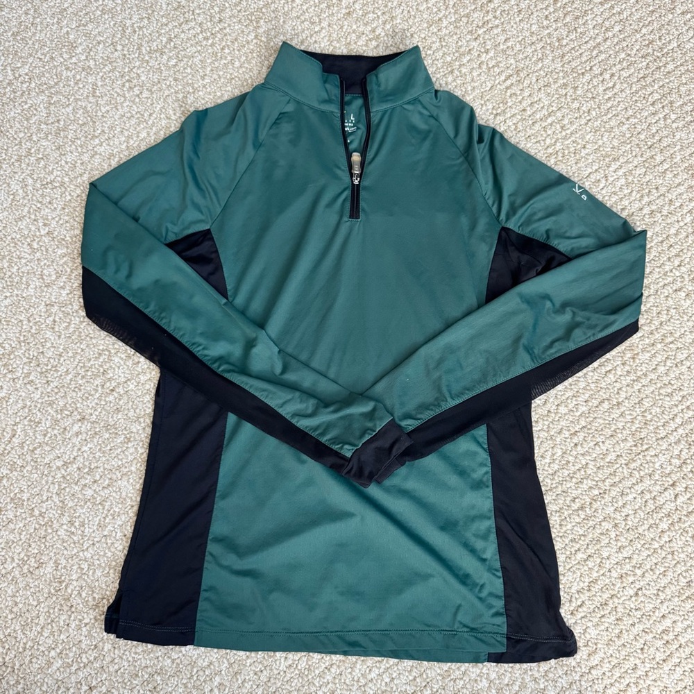 Kastel Denmark green and black color block 1/4 zip sun shirt